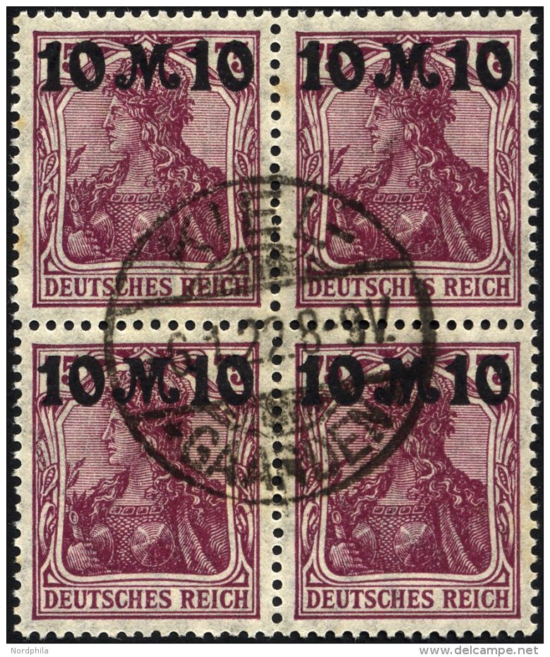 Dt. Reich 157II VB O, 1921, 10 M. Auf 75 Pf. Schw&auml;rzlichrosalila, Aufdruck Ru&szlig;ig, Im Zentrisch Gestempelten V - Usados