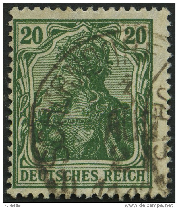 Dt. Reich 143c O, 1920, 20 Pf. Dunkelblaugr&uuml;n, Pracht, Gepr. Peschl, Mi. 130.- - Gebraucht