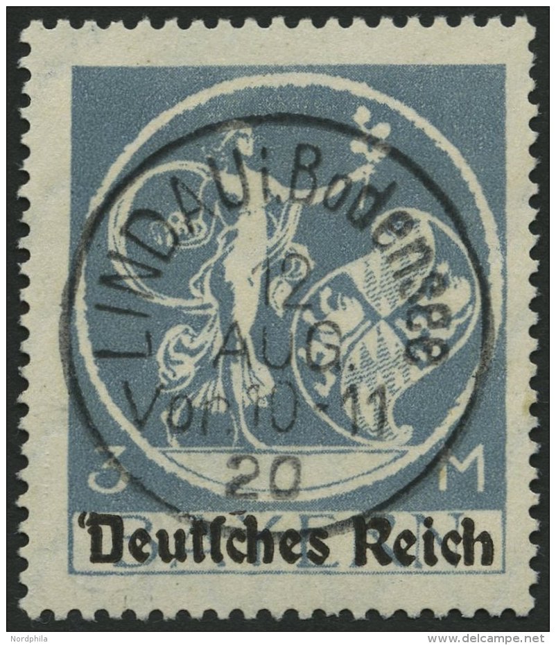 Dt. Reich 134PFV O, 1920, 3 M. Graut&uuml;rkis Mit Plattenfehler Apostroph Vor D Von Deutsche, Pracht, Gepr. Infla, Mi. - Gebraucht