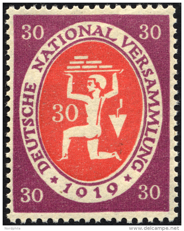 Dt. Reich 110cI *, 1919, 30 Pf. Lila Mit Abart Jahreszahl 1019 Statt 1919, Falzrest, Pracht, Gepr. Tworek, Mi. 60.- - Gebraucht