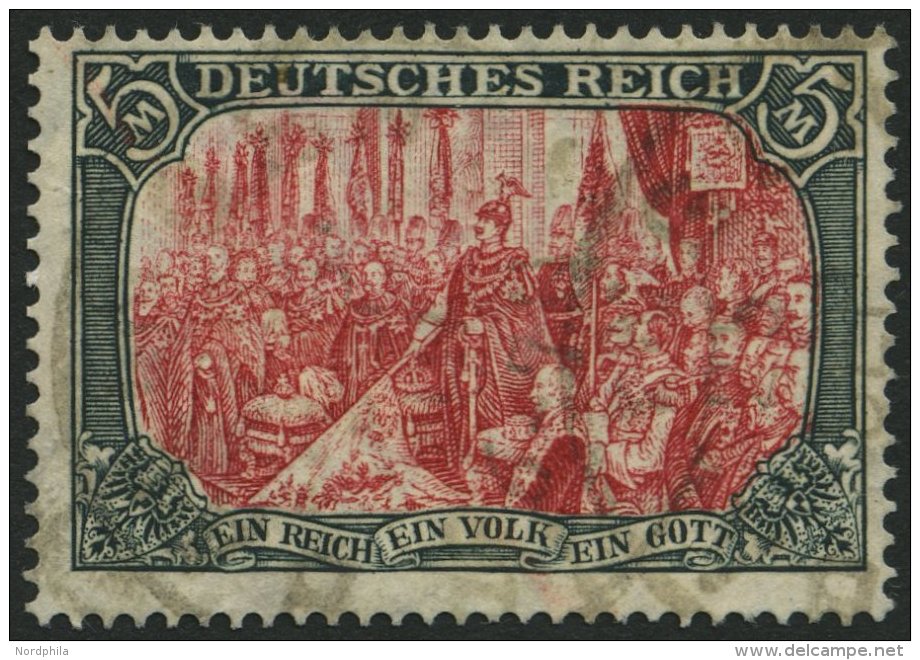 Dt. Reich 97AII O, 1916, 5 M. Kriegsdruck, Gez&auml;hnt A, Pracht, Gepr. J&auml;schke-L., Mi. 130.- - Gebraucht