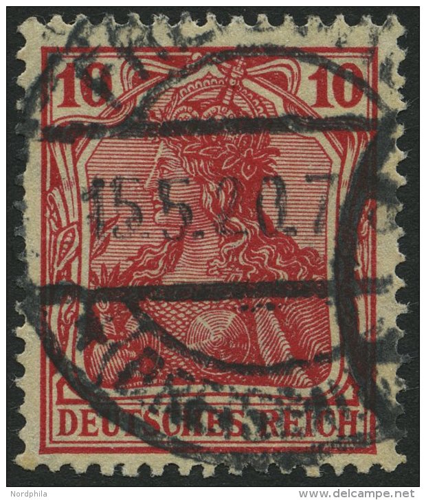 Dt. Reich 86IIf O, 1919, 10 Pf. Dunkelrosarot Kriegsdruck, Normale Z&auml;hnung, Pracht, Gepr. J&auml;schke-L., Mi. 200. - Usados