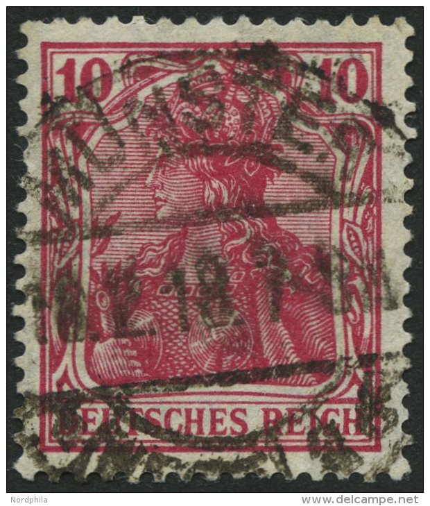 Dt. Reich 86IId O, 1915, 10 Pf. Karmin Kriegsdruck, Normale Z&auml;hnung, Pracht, Gepr. J&auml;schke-L., Mi. 110.- - Gebraucht