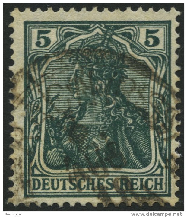 Dt. Reich 85IIe O, 1918, 5 Pf. Schwarzopalgr&uuml;n Kriegsdruck, Pracht, Gepr. J&auml;schke-L., Mi. 100.- - Gebraucht