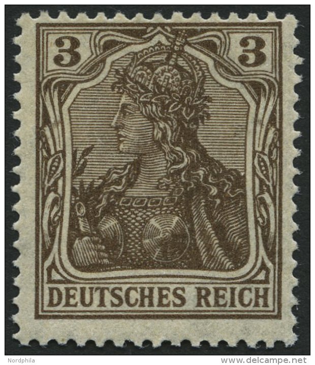 Dt. Reich 84IIb **, 1918, 3 Pf. Schw&auml;rzlichbraun Kriegsdruck, Pracht, Gepr. J&auml;schke, Mi. 70.- - Usados