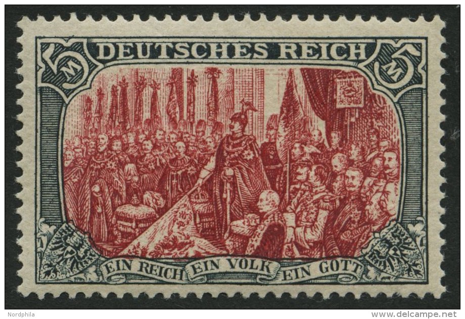 Dt. Reich 81Ab **, 1902, 5 M. Gr&uuml;nschwarz/dunkelkarmin, Karmin Quarzend, Gez&auml;hnt A, Ohne Wz., Postfrisch, Prac - Otros & Sin Clasificación