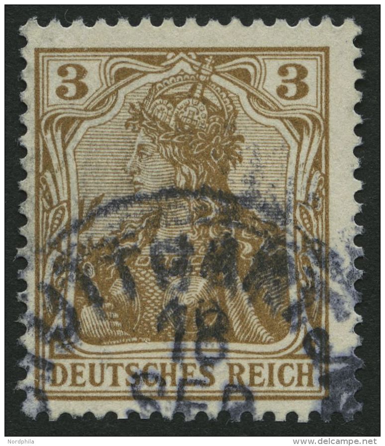 Dt. Reich 69b O, 1904, 3 Pf. Braunocker, Pracht, Gepr. J&auml;schke-L., Mi. 55.- - Otros & Sin Clasificación