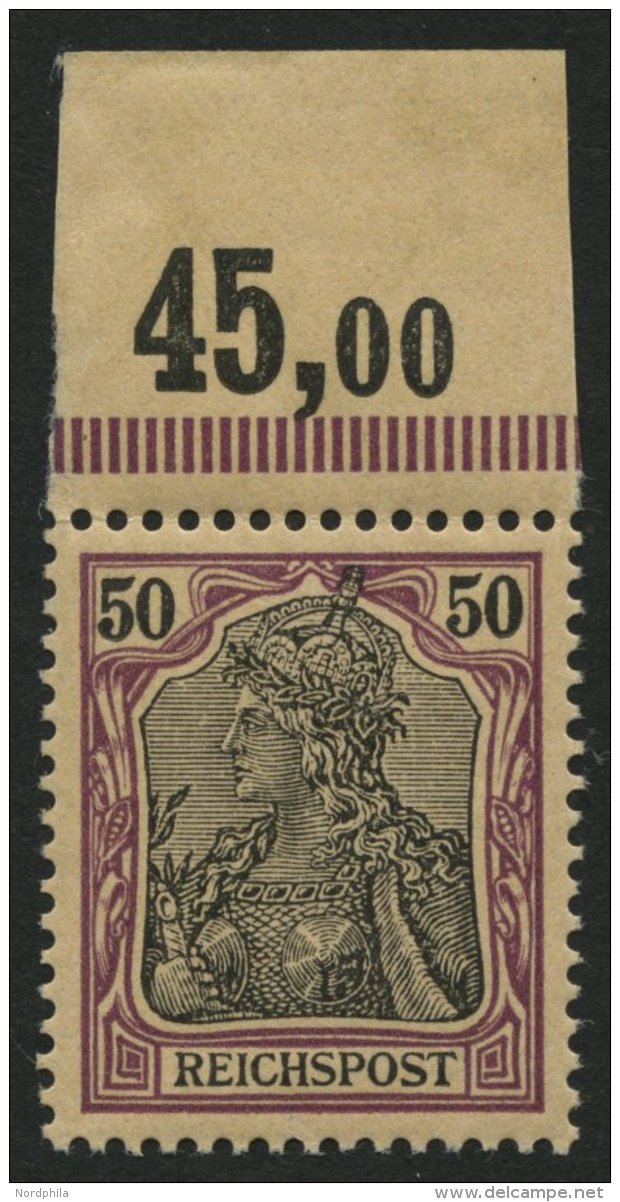 Dt. Reich 61 **, 1900, 50 Pf. Reichspost, Oberrandst&uuml;ck (dort Falzrest), Postfrisch, Pracht, Mi. (160.-) - Sonstige & Ohne Zuordnung