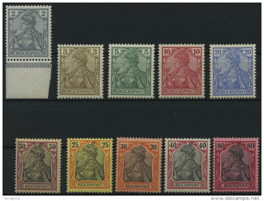 Dt. Reich 53-62 **, 1900, 2 - 80 Pf. Reichspost, Postfrischer Prachtsatz, Gepr. Drahn Und Fotoattest J&auml;schke-L., Mi - Otros & Sin Clasificación