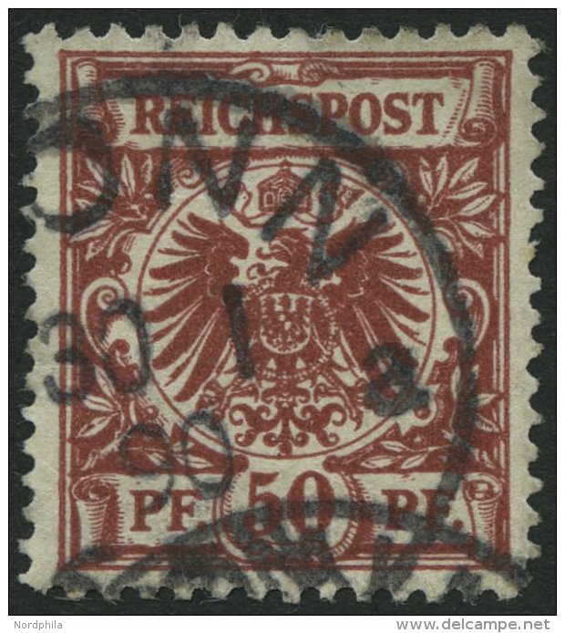 Dt. Reich 50ab O, 1889, 50 Pf. Dunkelfeuerrot, Pracht, Gepr. Zenker, Mi. 280.- - Gebraucht