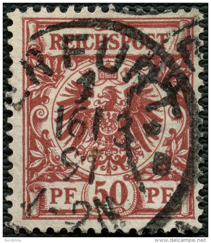 Dt. Reich 50aa O, 1889, 50 Pf. Weinrot, Stempel ERFURT, Pracht, R!, Fotoattest Wiegand, Mi. 2000.- - Sonstige & Ohne Zuordnung