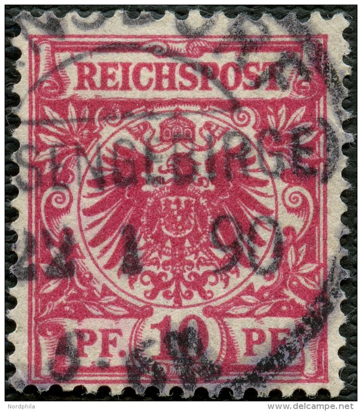 Dt. Reich 47aa O, 1889, 10 Pf. Lilakarmin, Pracht, Kurzbefund Wiegand, Mi. 100.- - Otros & Sin Clasificación