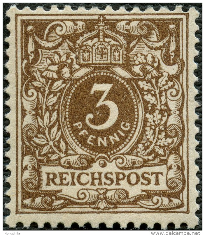 Dt. Reich 45a **, 1889, 3 Pf. Braun, Postfrisch, Pracht, Gepr. Zenker Und Fotoattest J&auml;schke-L., Mi. 400.- - Sonstige & Ohne Zuordnung