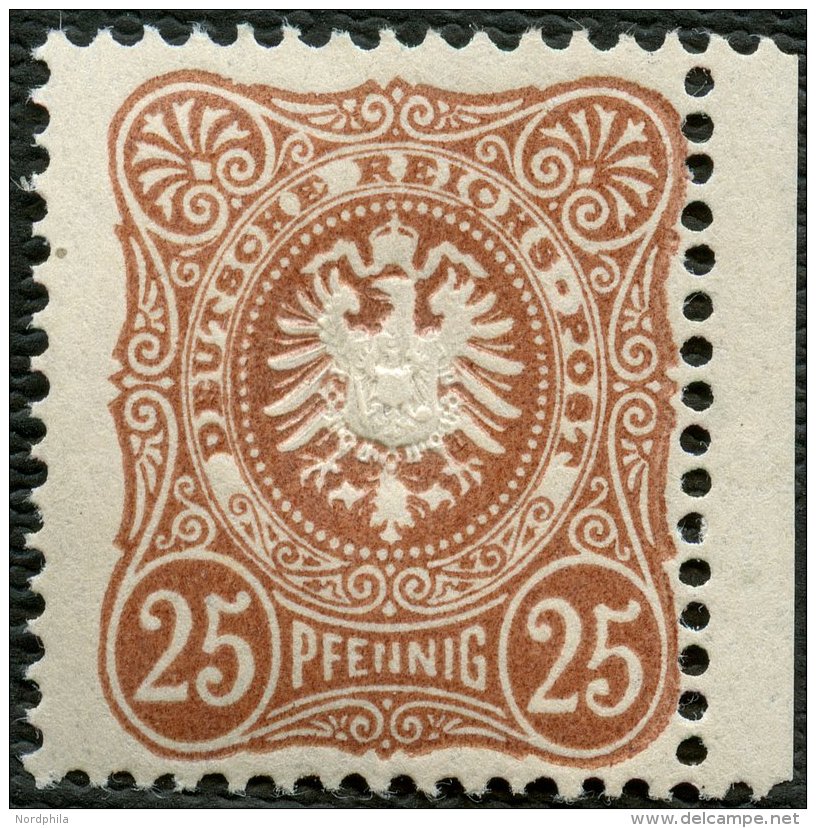 Dt. Reich 43IVca **, 1889, 25 Pf. Lebhaftgelblichbraun Mit Plattenfehler Erstes N In Pfennig Durchbrochen, Postfrisch, P - Sonstige & Ohne Zuordnung