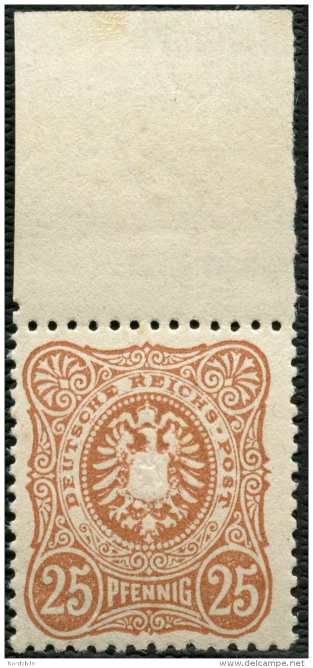 Dt. Reich 43b **, 1883, 25 Pf. Orangebraun, Oberrandst&uuml;ck, Postfrisch, Pracht, R!, Fotoattest Wiegand, Mi. (900.-) - Sonstige & Ohne Zuordnung