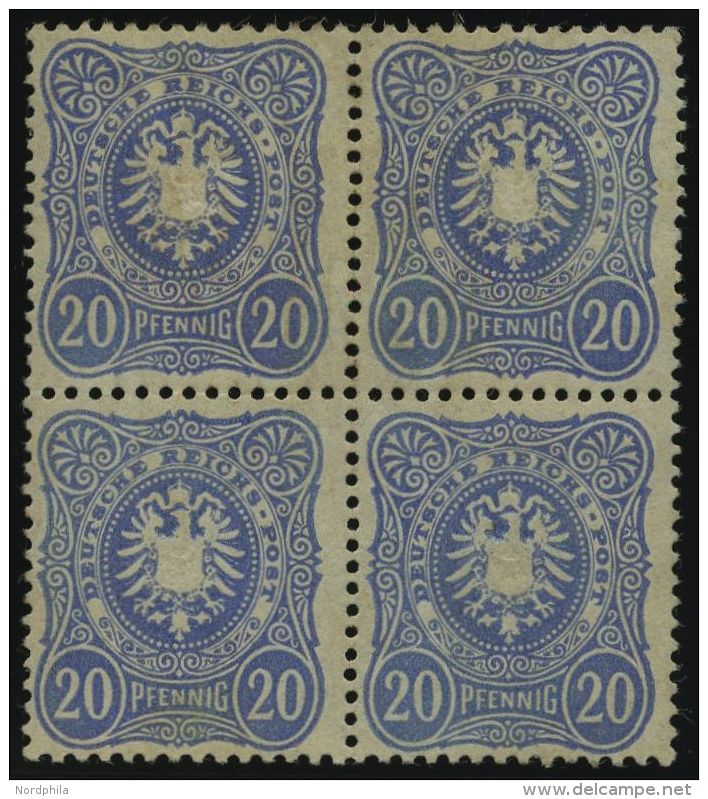 Dt. Reich 42a VB (*), 1880, 20 Pf. Violettultramarin Im Viererblock, Ohne Gummi, Etwas Unfrisch Sonst Pracht, Gepr. Zenk - Usados