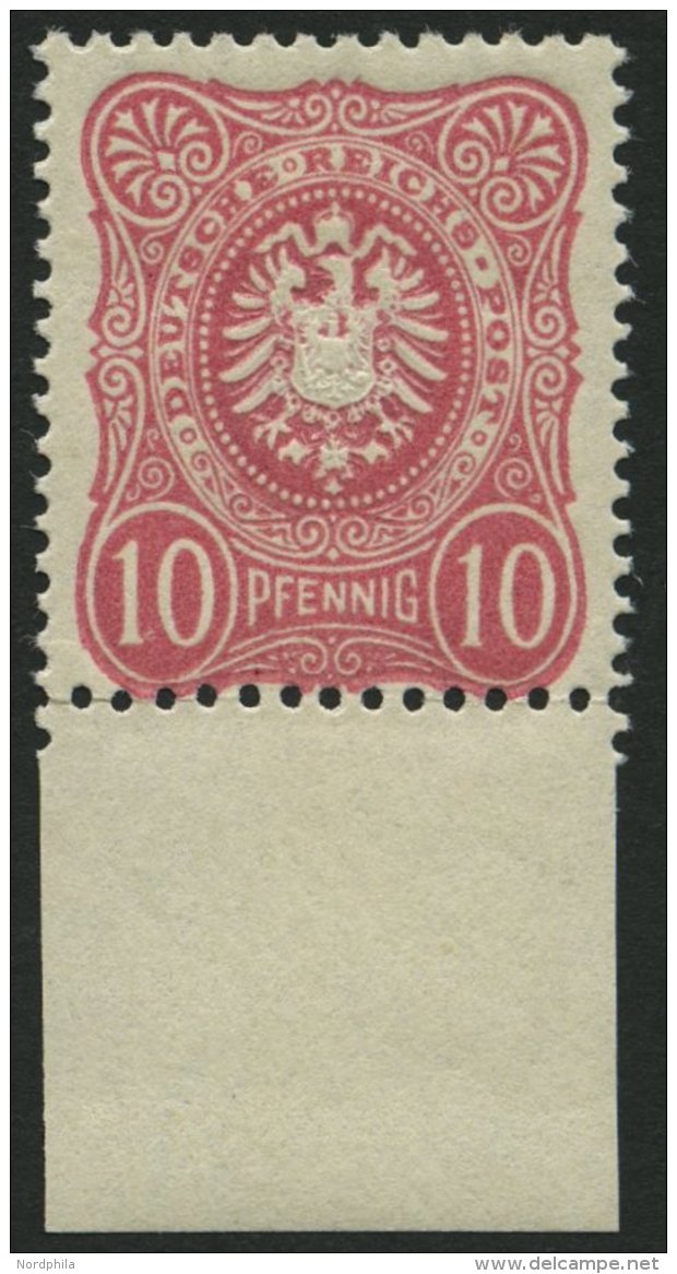 Dt. Reich 41a **, 1880, 10 Pf. Lebhaftkarmin, Postfrisch, Unterrandst&uuml;ck, Pracht, Gepr. Zenker, Mi. (120.-) - Gebraucht