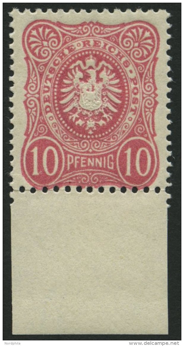 Dt. Reich 41a **, 1880, 10 Pf. Lebhaftkarmin, Postfrisch, Unterrandst&uuml;ck, Pracht, Gepr. Zenker, Mi. (120.-) - Usados