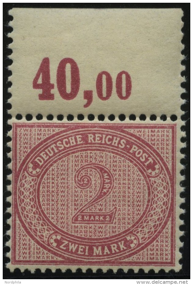 Dt. Reich 37f **, 1899, 2 M. Lilakarmin, Postfrisch Mit Oberrand (dort Falzrest), Kabinett, Fotobefund J&auml;schke-L., - Other & Unclassified