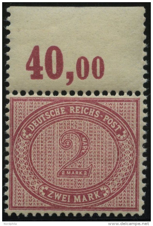 Dt. Reich 37f **, 1899, 2 M. Lilakarmin, Postfrisch Mit Oberrand (dort Falzrest), Kabinett, Fotobefund J&auml;schke-L., - Otros & Sin Clasificación