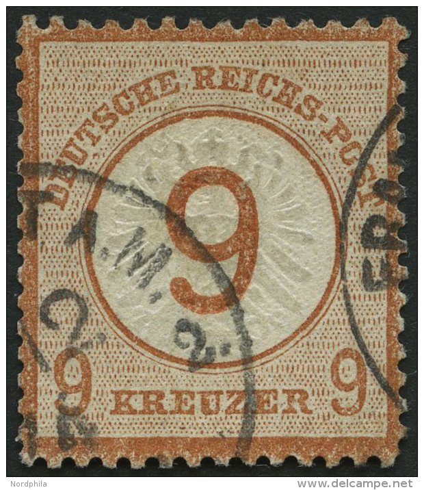 Dt. Reich 30 O, 1874, 9 Auf 9 Kr. Braunorange, Winzige Eckknitter, Normale Z&auml;hnung Sonst Pracht, Gepr. Brugger, Mi. - Gebraucht