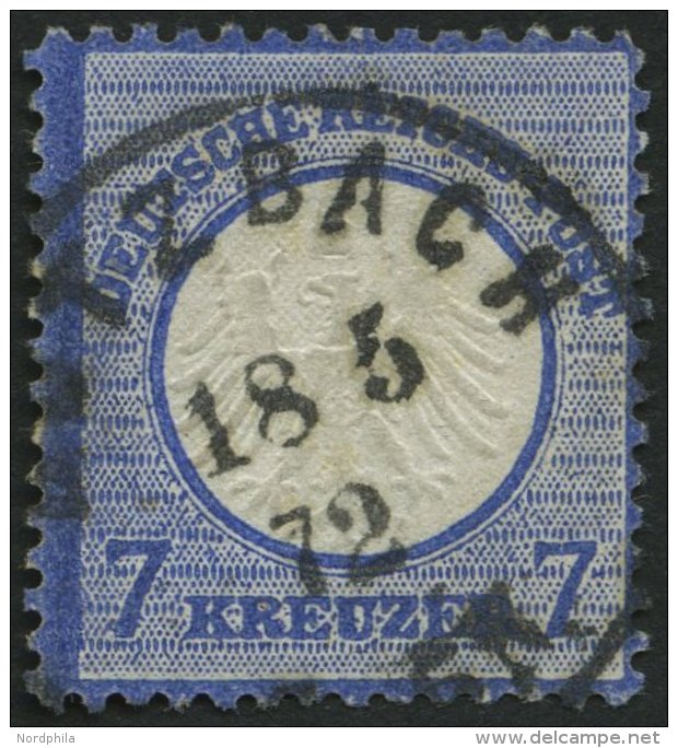 Dt. Reich 10 O, 1872, 7 Kr. Ultramarin, Kleine Marke (15L), K1 BUTZBACH, Nadelstich Sonst Pracht, Mi. (120.-) - Gebraucht