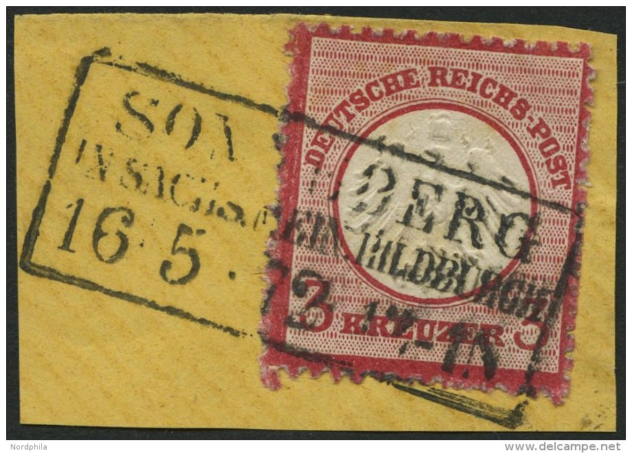 Dt. Reich 9 BrfStk, 1872, 3 Kr. Karmin, Rauhe Z&auml;hnung, R3 SONNEBERG IN SACHS. MEIN. HILDBURGH., Prachtbriefst&uuml; - Usados