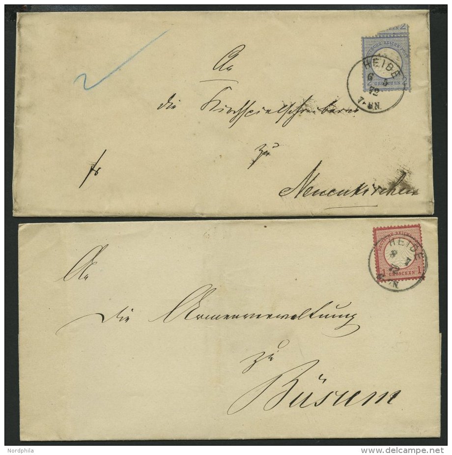 Dt. Reich 4/5 BRIEF, 1872, 1 Gr. Rotkarmin Und 2 Gr. Ultramarin, 2 Prachtbriefe Aus Heide - Otros & Sin Clasificación