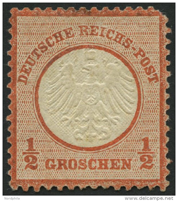 Dt. Reich 3 *, 1872, 1/2 Gr. Ziegelrot, Falzreste, Obere Rechte Ecke Fehlend, Feinst, Mi. 1400.- - Gebraucht