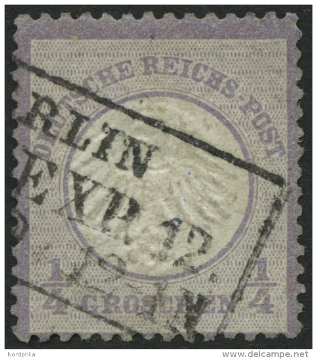 Dt. Reich 1 O, 1872, 1/4 Gr. Grauviolett, Pracht, Mi. 120.- - Gebraucht