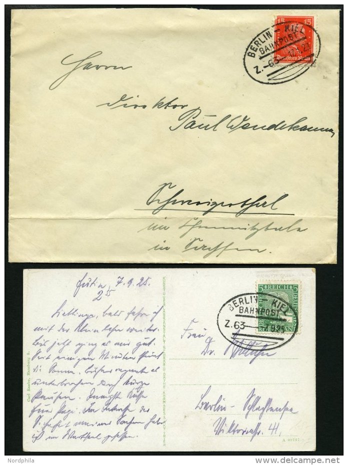 BAHNPOST Berlin-Kiel (Zug 63 (3x),64 (2x) Und 66), 1923-1944, 6 Belege Feinst/Pracht - Maschinenstempel (EMA)