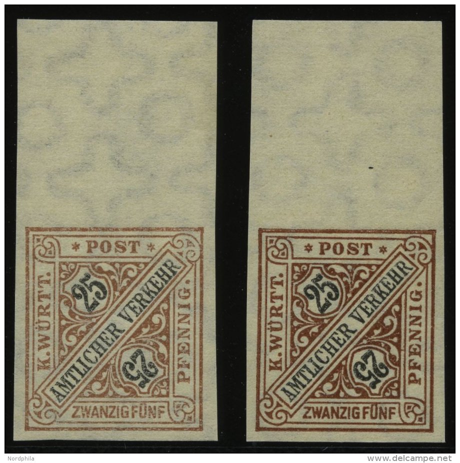 W&Uuml;RTTEMBERG 251PU1 **, 1917, 25 Pf. Lebhaftr&ouml;tlichbraun/schwarz (2 Verschiedene Farben!), Ungez&auml;hnt, Mit - Otros & Sin Clasificación