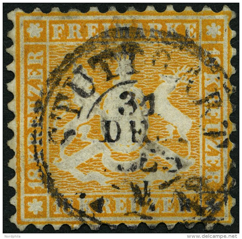 W&Uuml;RTTEMBERG 29 O, 1864, 18 Kr. Orangegelb, Repariert Wie Pracht, Mi. (500.-) - Sonstige & Ohne Zuordnung