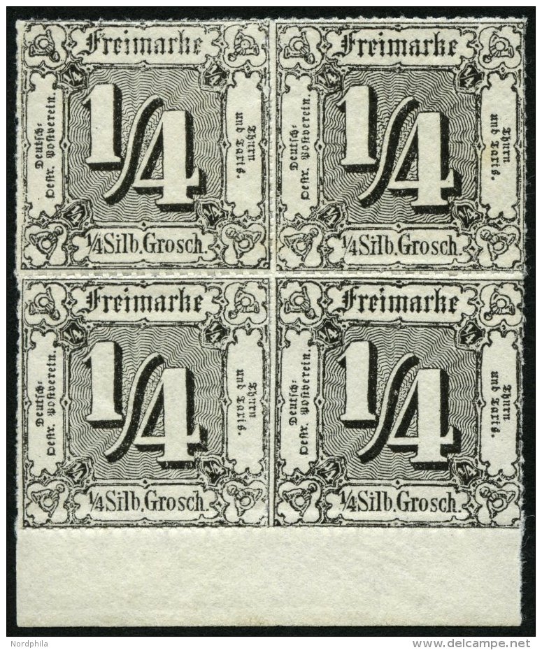 THURN Und TAXIS 35 VB **, 1865, 1/4 Gr. Schwarz Im Postfrischen Viererblock Mit Unterrand, Pracht - Otros & Sin Clasificación