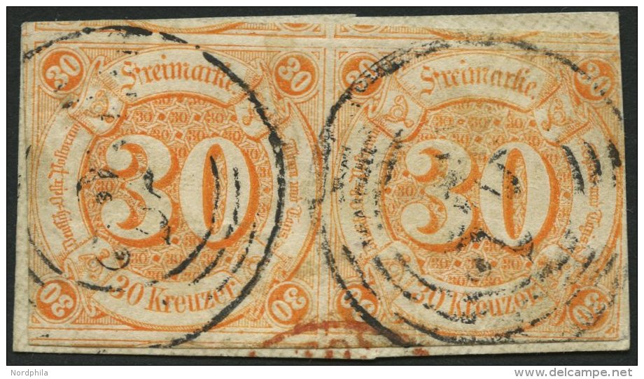 THURN Und TAXIS 25 Paar BrfStk, 1859, 30 Kr. Orange Im Waagerechten Paar, Die Marken Je Einseitig Ber&uuml;hrt Sonst Mei - Otros & Sin Clasificación