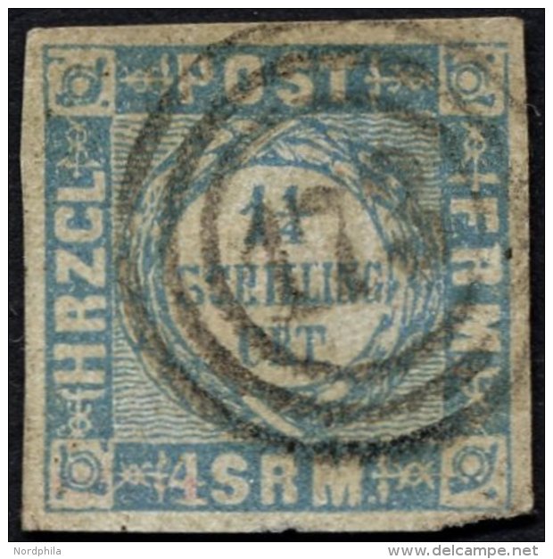 SCHLESWIG-HOLSTEIN 6 O, 173 (TRITTAU) Auf 11/4 S. Grauultramarin, Feinst, Gepr. W. Engel - Schleswig-Holstein