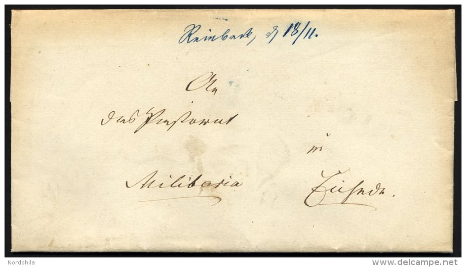 SCHLESWIG-HOLSTEIN REINBECK Mit Datum Handschriftlich Auf Militaria-Brief (1870) Nach Eichede, Pracht - Vorphilatelie