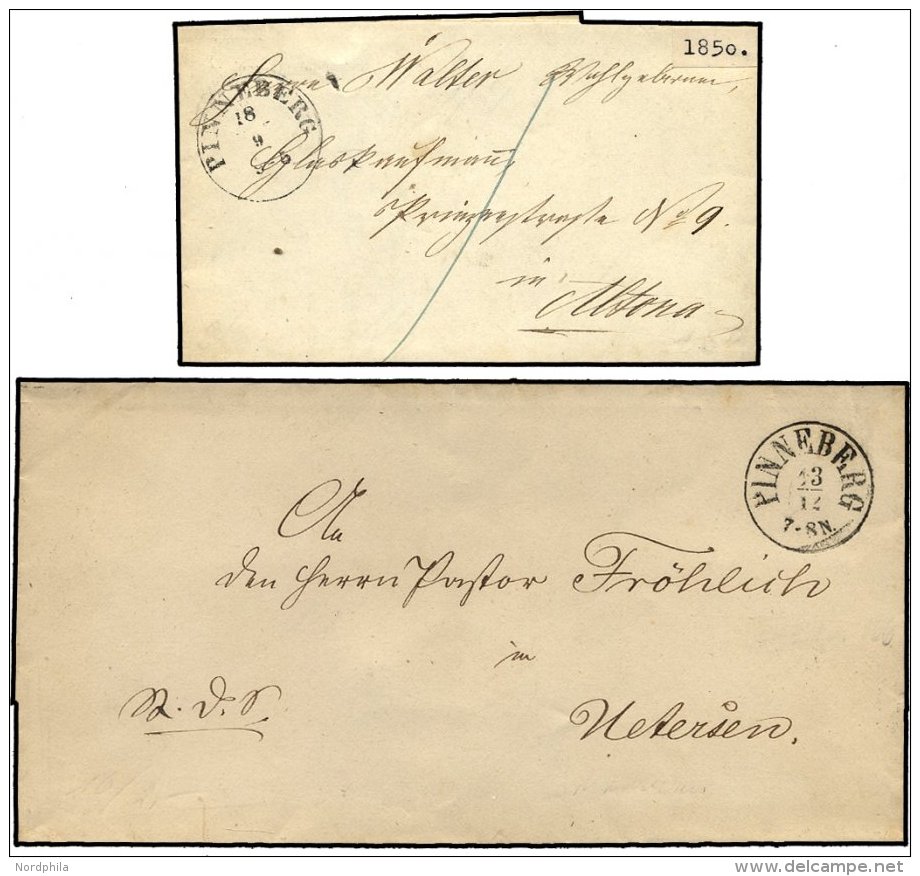 SCHLESWIG-HOLSTEIN PINNEBERG, K1, 2 Verschiedene Typen, Je Auf Brief (1850/66), Pracht - Precursores