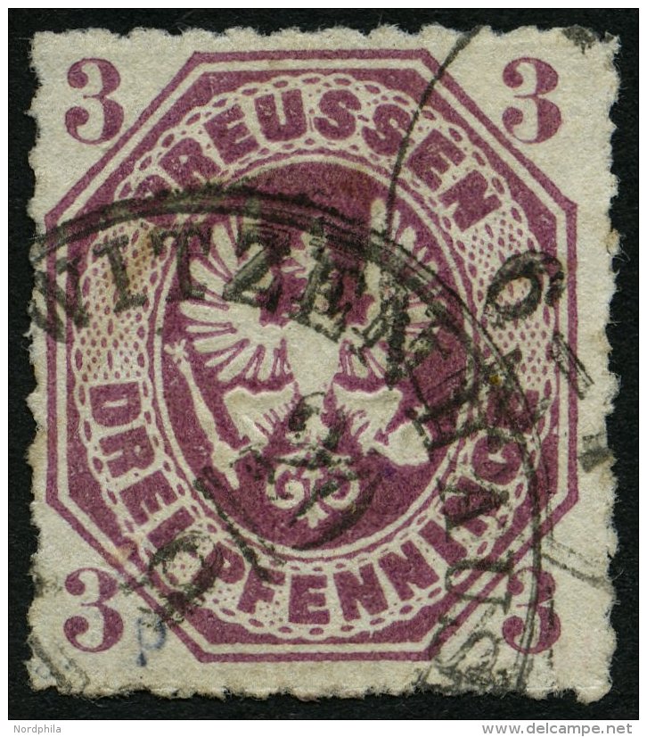 PREUSSEN 19b O, 1867, 3 Pf. Rotviolett, TuT-Stempel WITZENHAUSEN, Pracht, Gepr. U.a. W. Engel, Mi. 350.- - Sonstige & Ohne Zuordnung