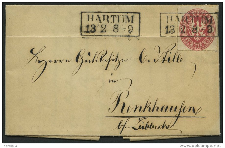 PREUSSEN 16a BRIEF, 1865, 1 Sgr. Rosa Mit Seltenem R2 HARTUM Auf Kleinem Brief Nach Renkhausen, Waagerechter Reg.-Knick - Sonstige & Ohne Zuordnung