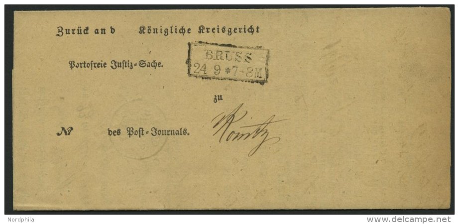 PREUSSEN BRUSS Auf Postbeh&auml;ndigungsschein (1867), Innen Krone-Posthornstempel BRUSS, Pracht - Sonstige & Ohne Zuordnung