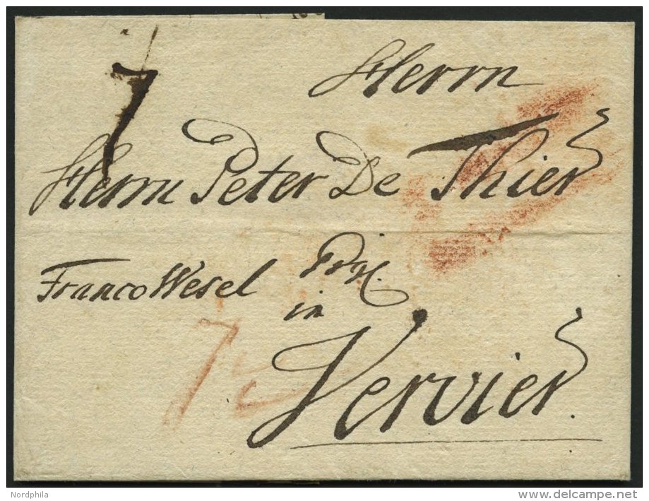 PREUSSEN 1770, Brief Von BRESLAU Nach Verviers/Belgien Mit Franco Wesel Und Taxvermerk 7, Pracht - Precursores