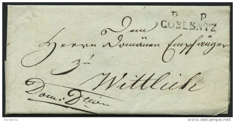 PREUSSEN 1814, PP COBLENZ, L2, Aptierter Departmentstempel Auf Brief Nach Wittlich, Pracht - Precursores