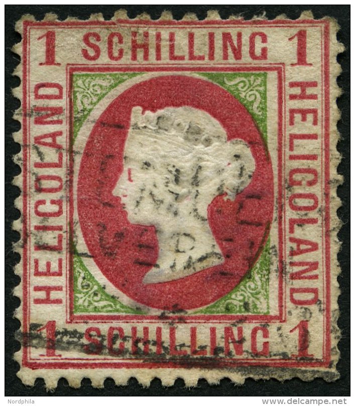 HELGOLAND 7a O, 1871, 1 S. Karmin/gelblichgr&uuml;n, R3 GEESTEM&Uuml;NDE ZOLLVEREIN, Riss Oben Und Diverse M&auml;ngel, - Helgoland