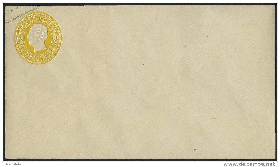 HANNOVER U 7IIND BRIEF, 1857, 3 Gr. K&ouml;nig Georg V, Neudruck, Wertstempel Links, Lange Gummierung, &Uuml;berdruck Oh - Hannover