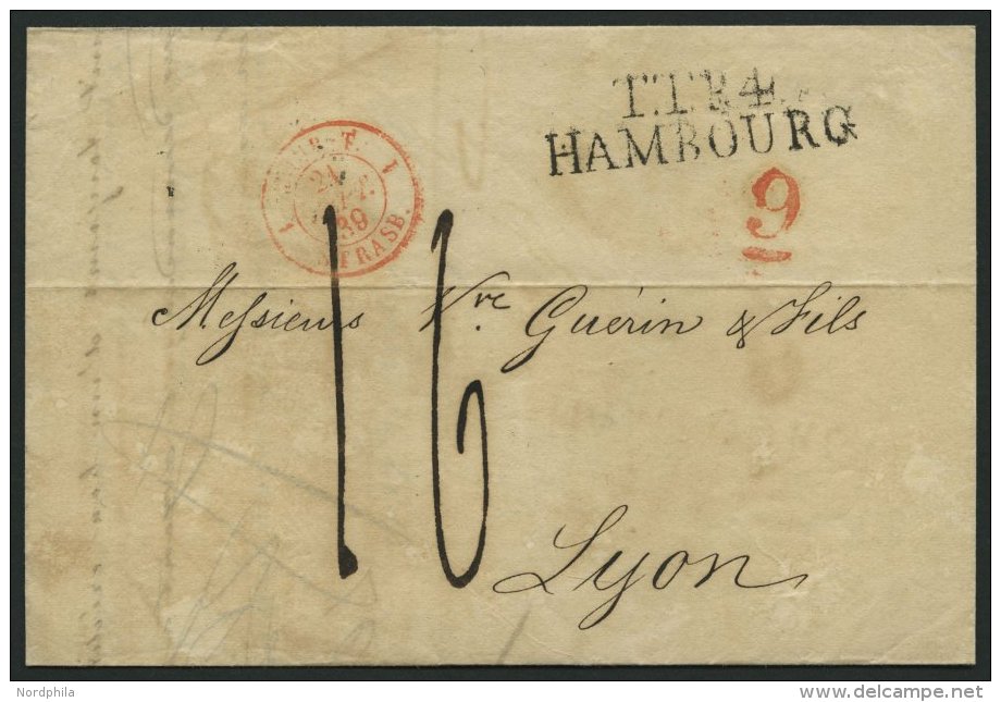 HAMBURG - THURN UND TAXISCHES O.P.A. 1839, TT.R.4. HAMBOURG, L2 Auf Brief Nach Lyon, Mit Roter Gestempelter Und Unterstr - Vorphilatelie