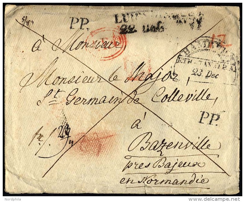 HAMBURG - THURN UND TAXISCHES O.P.A. 1829, HAMBURG F.TH.U.TAX.O.P.A., Segmentstempel Auf Briefumschlag Nach Bazenville/N - Precursores