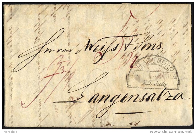 HAMBURG - THURN UND TAXISCHES O.P.A. 1826, HAMBURG F.TH.U.TAX.O.P.A., Segmentstempel Auf Forwarded-Letter Von London Nac - Precursores