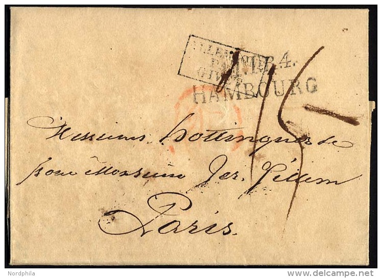 HAMBURG - THURN UND TAXISCHES O.P.A. 1819, TT.R.4 HAMBOURG, L2 Auf Brief Nach Paris, Transitstempel, Pracht - Vorphilatelie