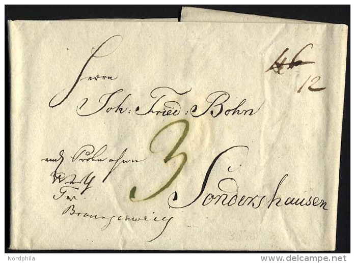 HAMBURG VORPHILA 1801, Paketbegleitbrief Nach Sondershausen, Mit Gr&uuml;ner 3, Pracht - Sonstige & Ohne Zuordnung